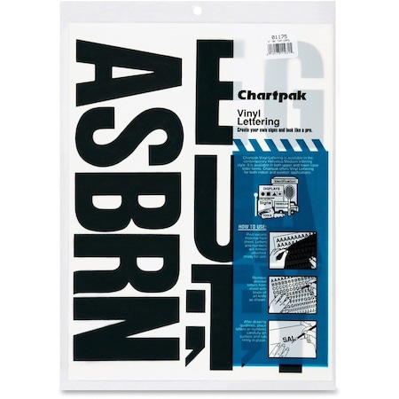 Chartpak Letters, Vinyl, 4, Blk 58PK CHA01175